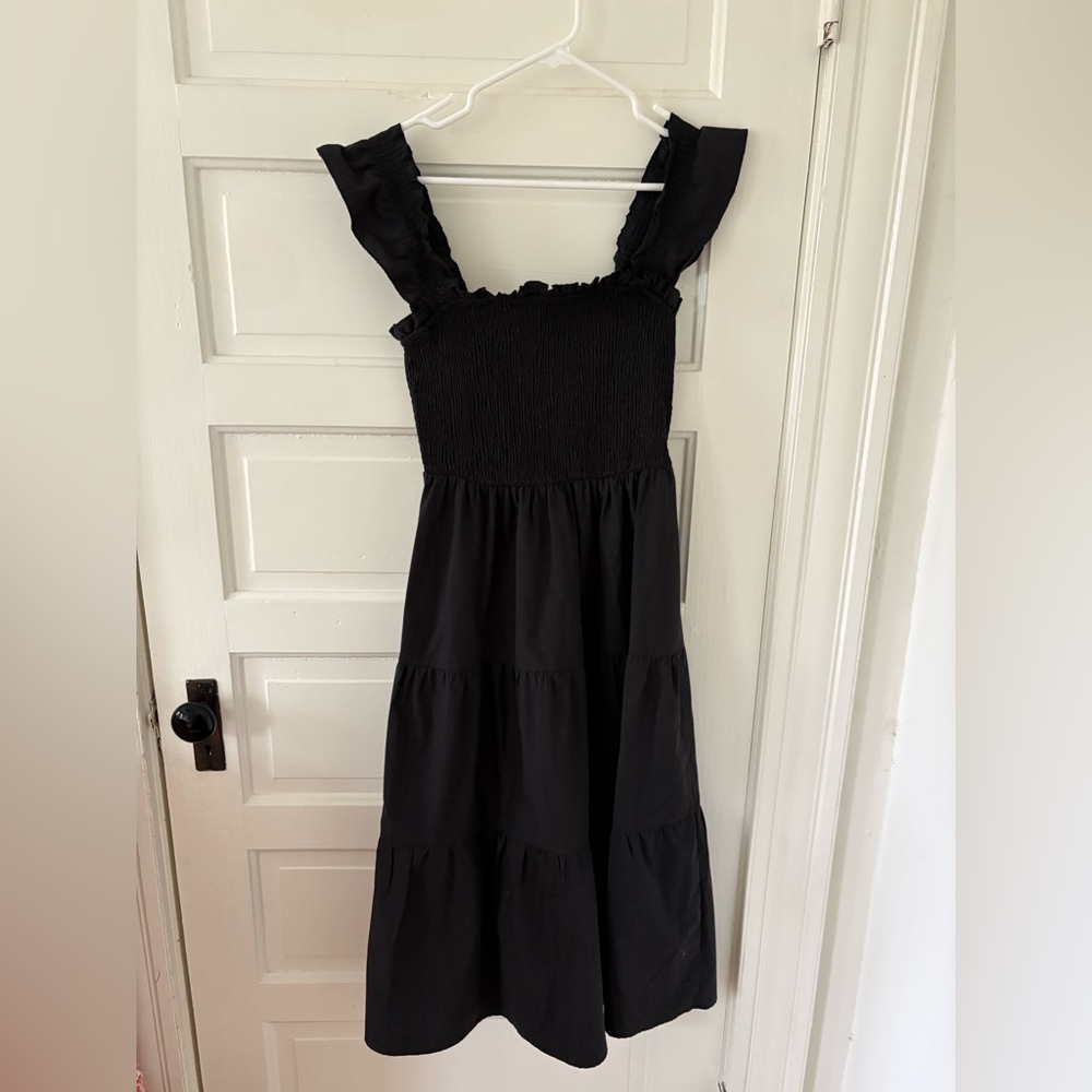 Black Smocked Tiered Sundress